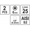 Biti de 25 mm 1/4" cu cap hexagonal H6 Yato