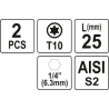 Biti de 25 mm 1/4" cu cap Torx T10 Yato