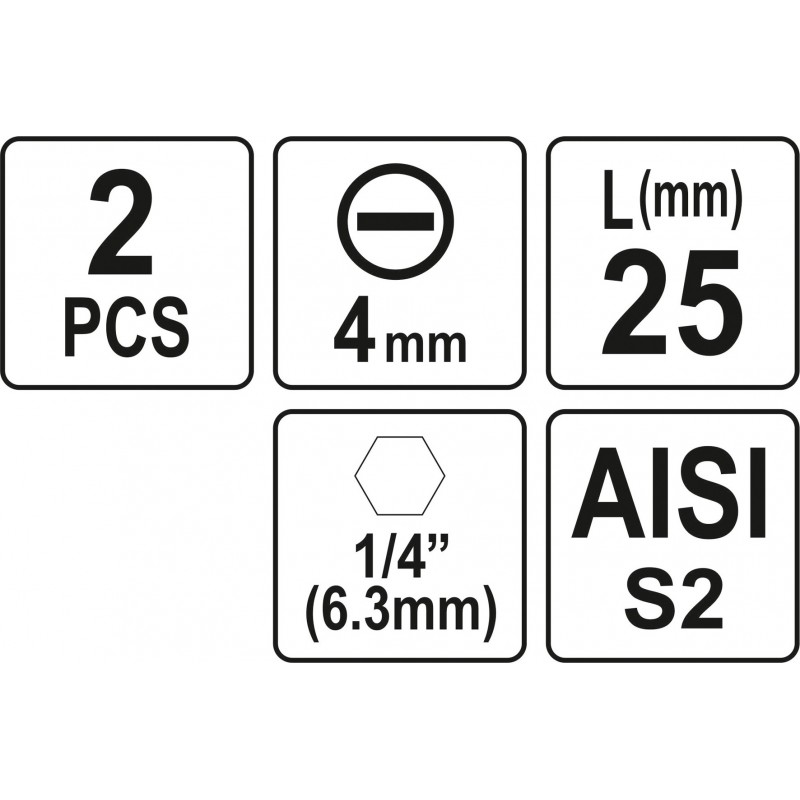 Biti de 25 mm 1/4" cu cap drept tip surubelnita SL4 Yato