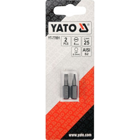 Biti de 25 mm 1/4" cu cap drept tip surubelnita SL4 Yato