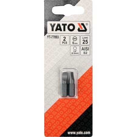 Biti de 25 mm 1/4" cu cap drept tip surubelnita SL6 Yato