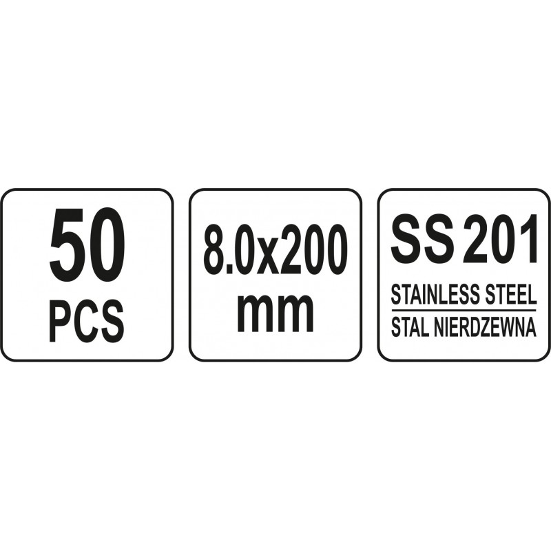 Coliere metalice reglabile din otel 8.0 x 200 mm Yato