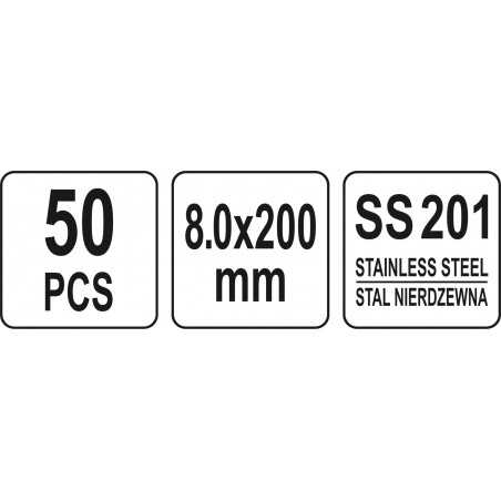 Coliere metalice reglabile din otel 8.0 x 200 mm Yato