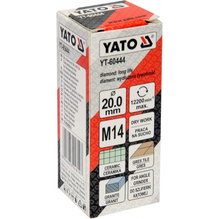 Carota diamantat 20 mm pentru ceramica Yato