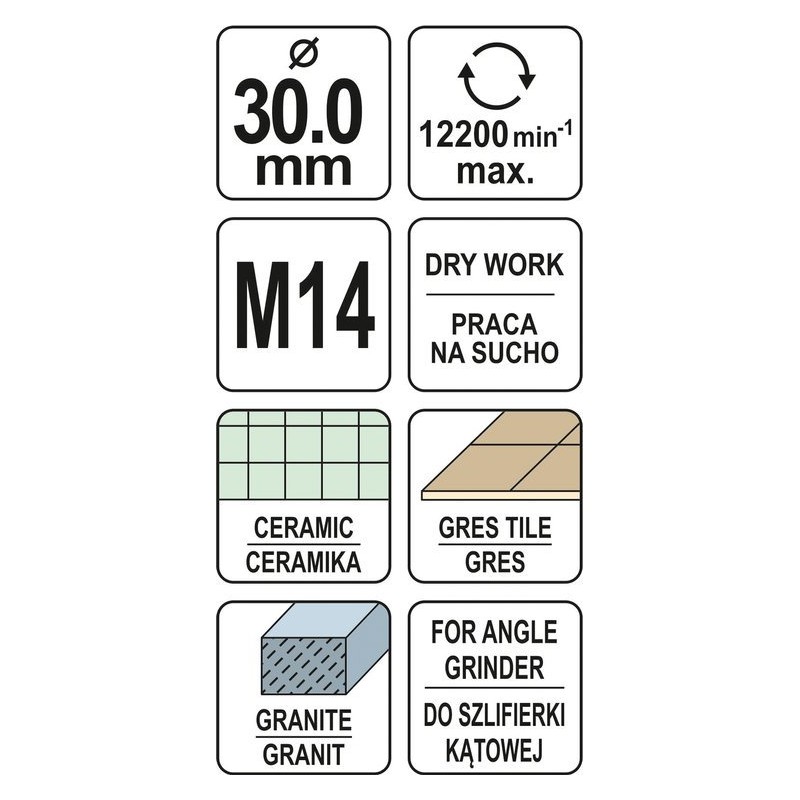 Carota diamantat 30 mm pentru ceramica Yato