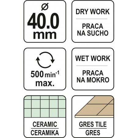 Carota diamantata 40 mm pentru placi ceramice Yato