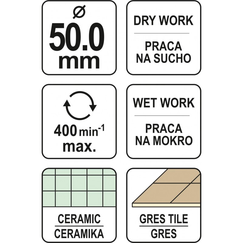 Carota diamantata 50 mm pentru placi ceramice Yato