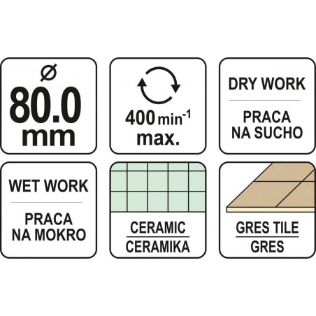 Carota diamantata 80 mm pentru placi ceramice Yato