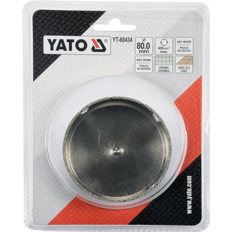 Carota diamantata 80 mm pentru placi ceramice Yato