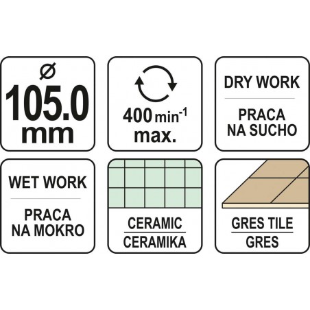 Carota diamantata 125 mm pentru placi ceramice Yato YT-60436