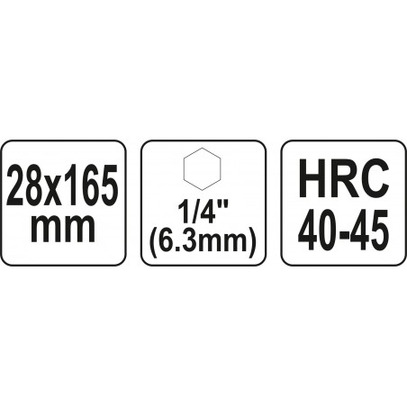 Burghiu spiralat 28x165 mm cu prindere 1/4" hex Yato