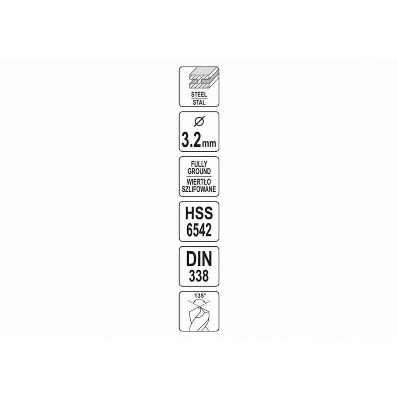 Burghiu dublu metal 3.2 mm prindere cilindrica Yato