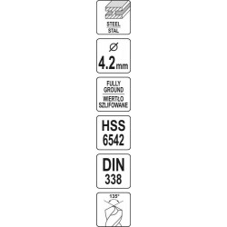 Burghiu dublu metal 4.2 mm prindere cilindrica Yato
