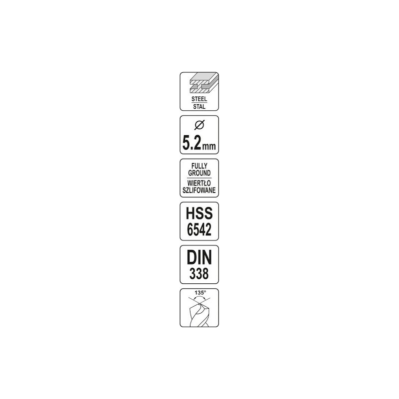 Burghiu dublu metal 5.2 mm prindere cilindrica Yato