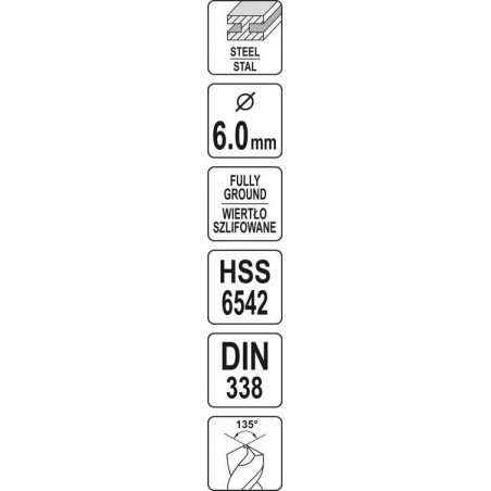 Burghiu dublu metal 6.0 mm prindere cilindrica Yato