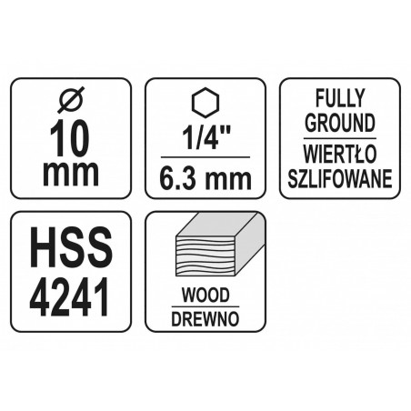 YT-33866 YATO Burghiu spiralat 10 x 100 mm pentru lemn