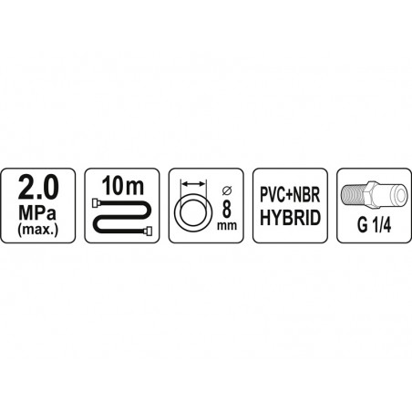 Furtun pneumatic 8 mm x 10 m prindere 1/4" Yato
