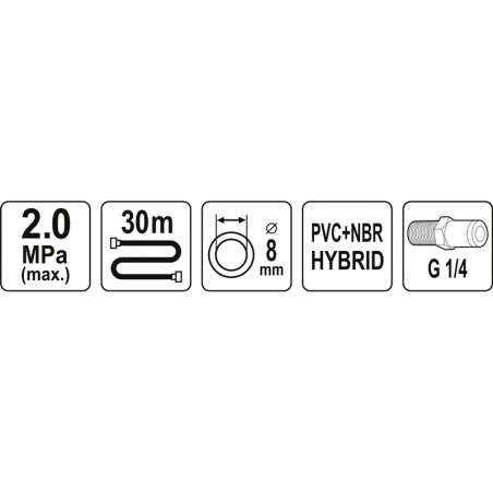 Furtun pneumatic 8 mm x 30 m prindere 1/4" Yato YT-24235