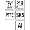 Cleste de taiat PVC, PP, PE, PU, 0-75 mm Yato