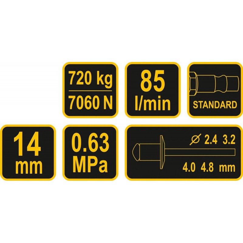 Pistol pneumatica pentru pop-nituri 2.4 - 4.8 mm Vorel 70280