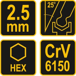 56621 VOREL Cheie hexagonala cu bila 2.5 mm si maner T