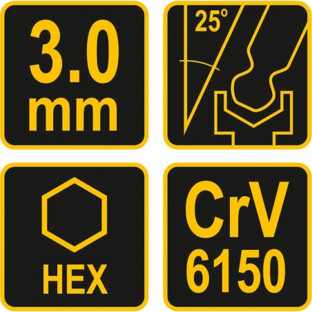 56622 VOREL Cheie hexagonala cu bila 3.0 mm si maner T