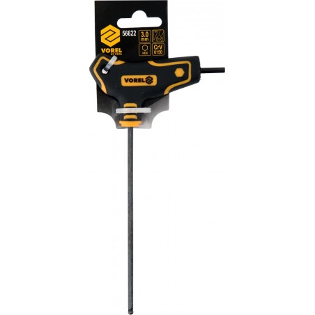 56622 VOREL Cheie hexagonala cu bila 3.0 mm si maner T