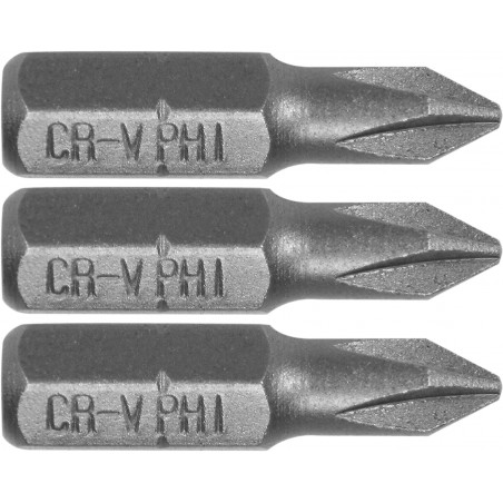 65452 STHOR Set 3 biti philips PH1, prindere hexagonala 1/4", 25 mm