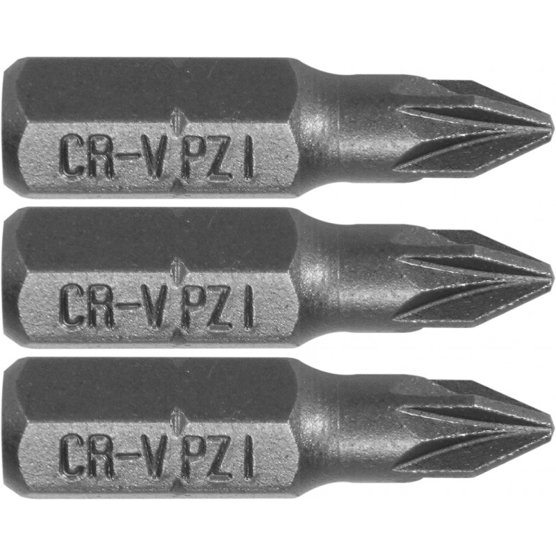 65470 STHOR Set 3 biti pozidrive PZ1, hexagonala 1/4", lungime 25 mm