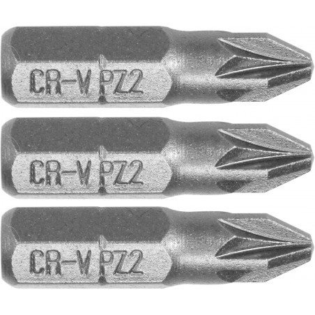 65471 STHOR Set 3 biti pozidrive PZ2, hexagonala 1/4", lungime 25 mm