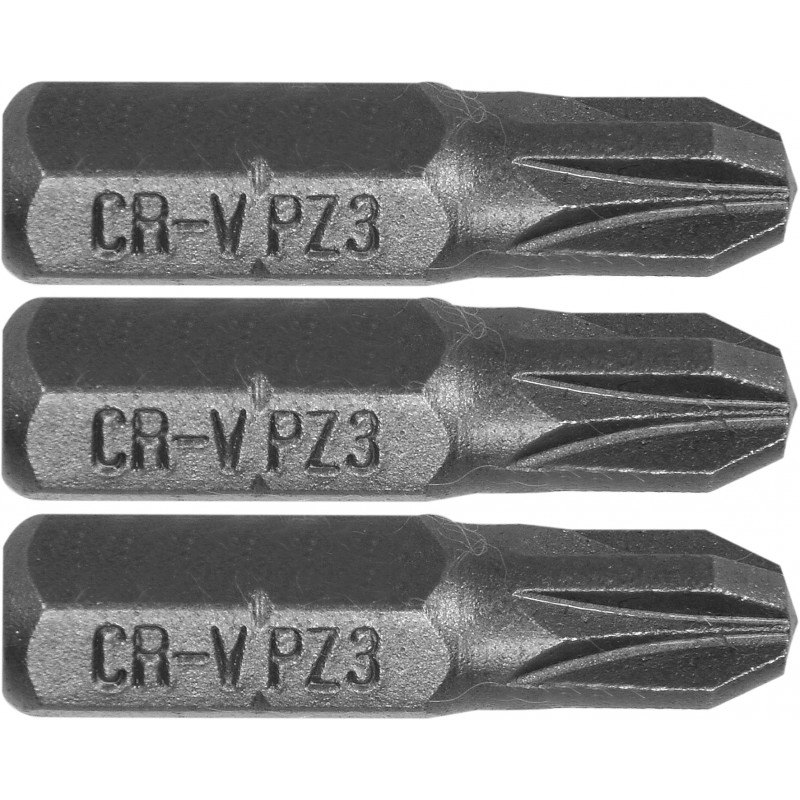 65472 STHOR Set 3 biti pozidrive PZ3, hexagonala 1/4", lungime 25 mm