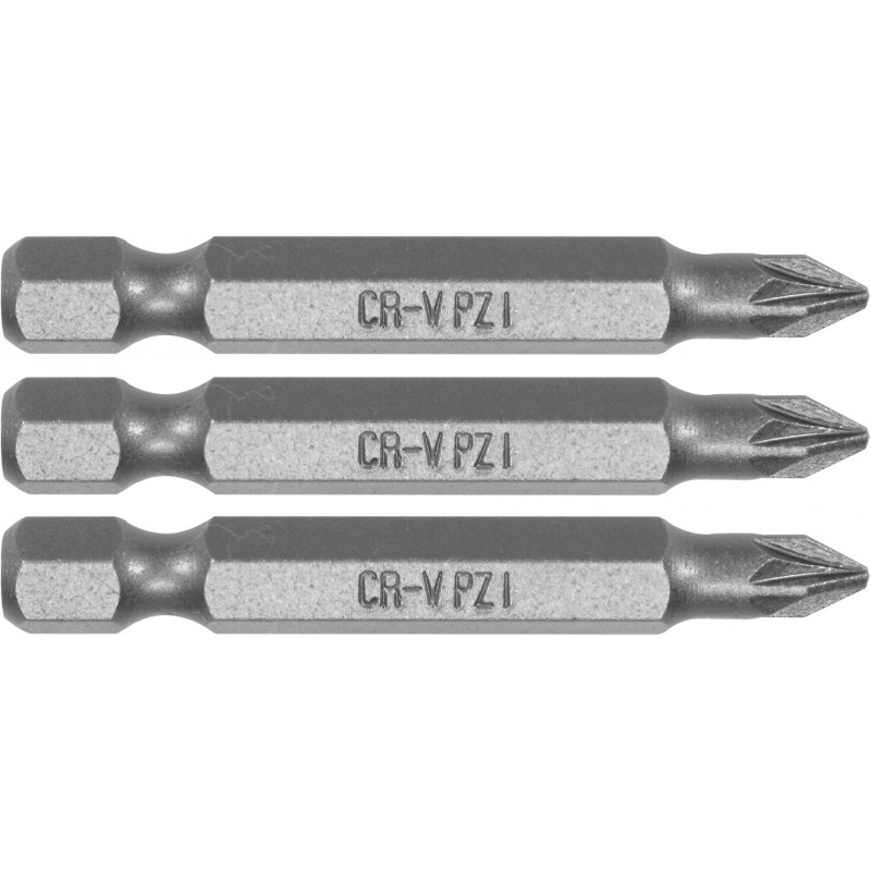 65475 STHOR Set 3 biti pozidrive PZ1, hexagonala 1/4", lungime 50 mm