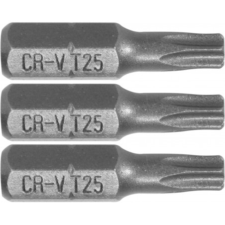 65495 STHOR Set 3 biti profil Torx T25, hexagonala 1/4", lungime 25 mm