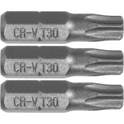 65497 STHOR Set 3 biti profil Torx T30, hexagonala 1/4", lungime 25 mm