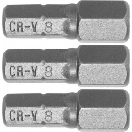 65505 STHOR Set 3 biti profil hexagonal 8x25 mm, hexagonala 1/4"