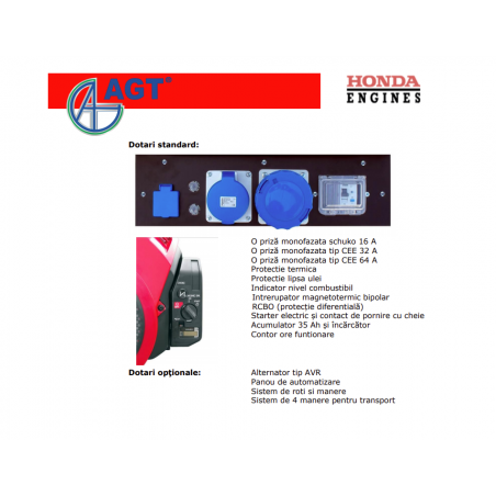PFAGT11501H16B AGT Generator de curent monofazat AGT 11501 HSBE 16 L RCBO cu motor HONDA