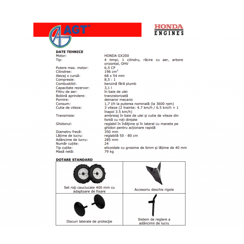 PFAGT7500GX20 Motosapa premium 7500 AGT cu motor HONDA GX200
