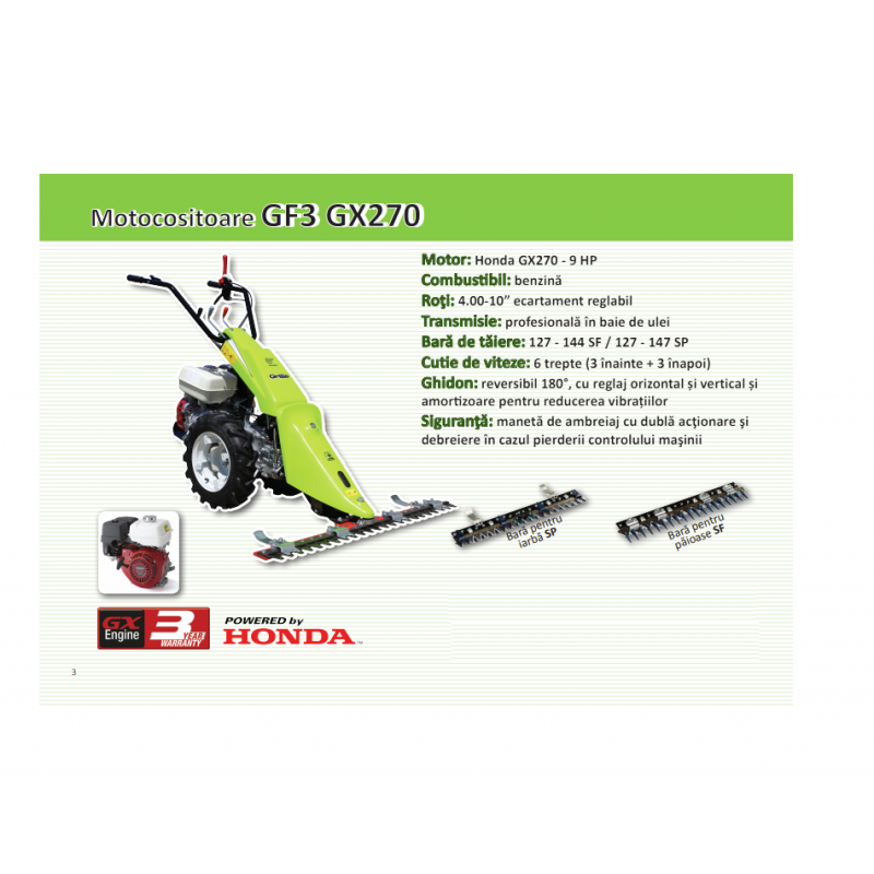 PFASGF3GX2791 Motocositor GF3 cu motor HONDA GX270 9CP 127SF GRILLO