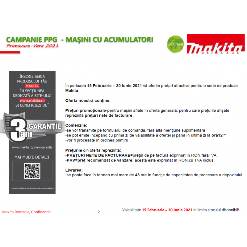 MAKITA DUR369A26DJ Trimmer 430 mm cu 2 acumulatori Li-Ion 18V 6Ah