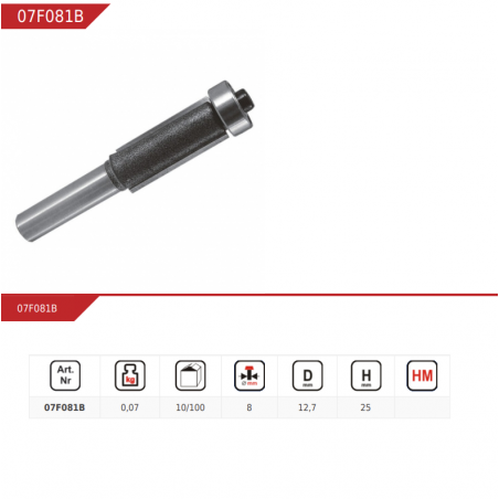 Freza dreapta cu rulment 12,7 mm pentru frezat lemn Dedra