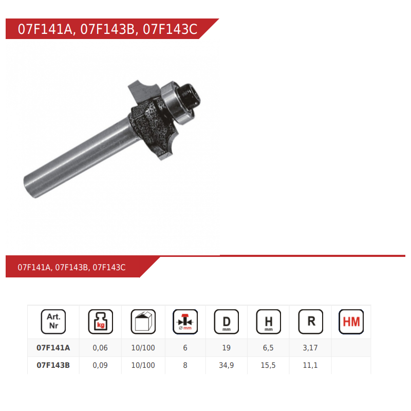 Freza pentru profil cu rulment 34,9 mm pentru frezat lemn Dedra