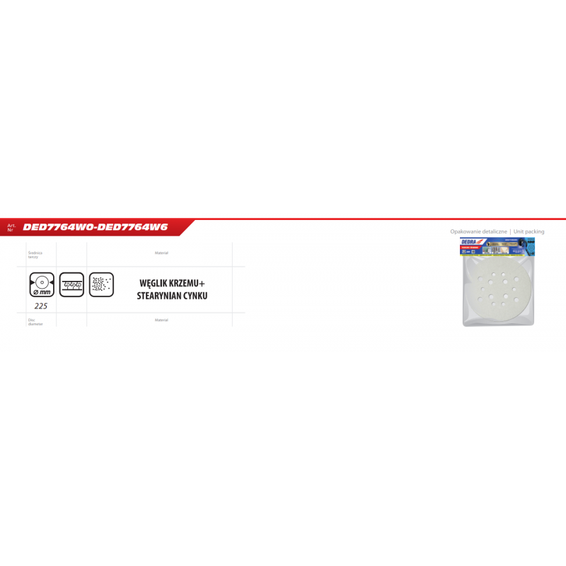 5 Buc Discuri abrazive albe universale 225 mm granulatie 150 Dedra