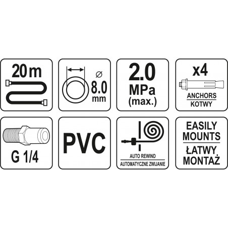 YT-24244 Yato Furtun aer tambur automat 20m presiune 20 bar interior 8