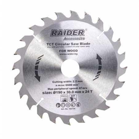 163145 RAIDER Disc pentru fierastrau circular 190х24Тх30mm