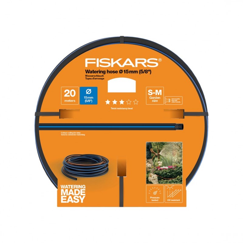 1027096 FISKARS Furtun de gradina Q3, lungime 20 m, diametru 15 mm