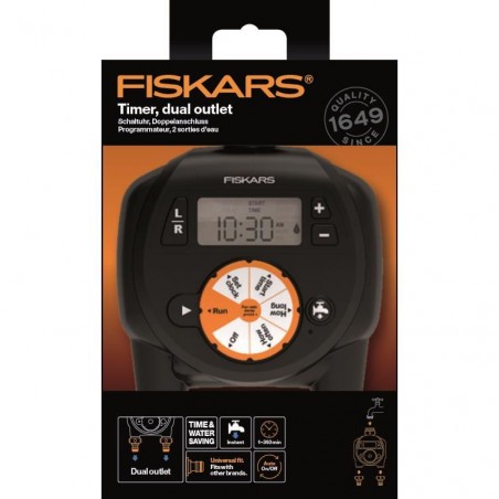 1054792 FISKARS Programator universal pentru irigare, 2 iesiri, LCD