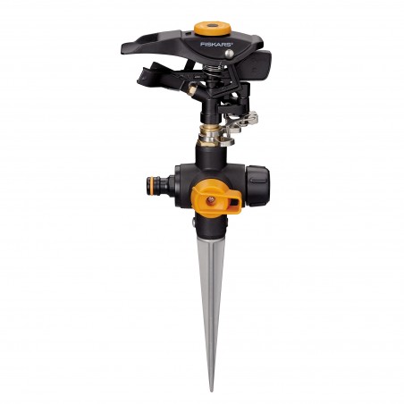 1027029 FISKARS Aspersor pulsator cu tarus, buton on/off, 500 mp