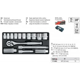 YT-3863 Trusa chei tubulare cu antrenor 3/8" Yato