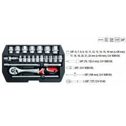 YT-3856 Trusa chei tubulare cu antrenor 3/8" Yato