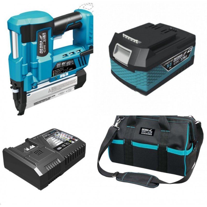 DEDRA Set Capsator + acc Li-Ion 18V 5Ah +incarcator rapid 125W +geanta
